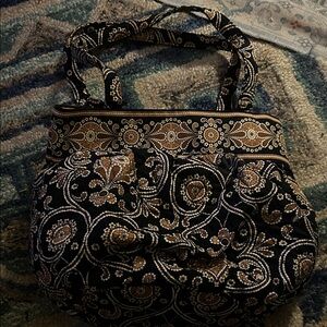 Elegant Black and Gold Paisley Shoulder Bag Vera Bradley